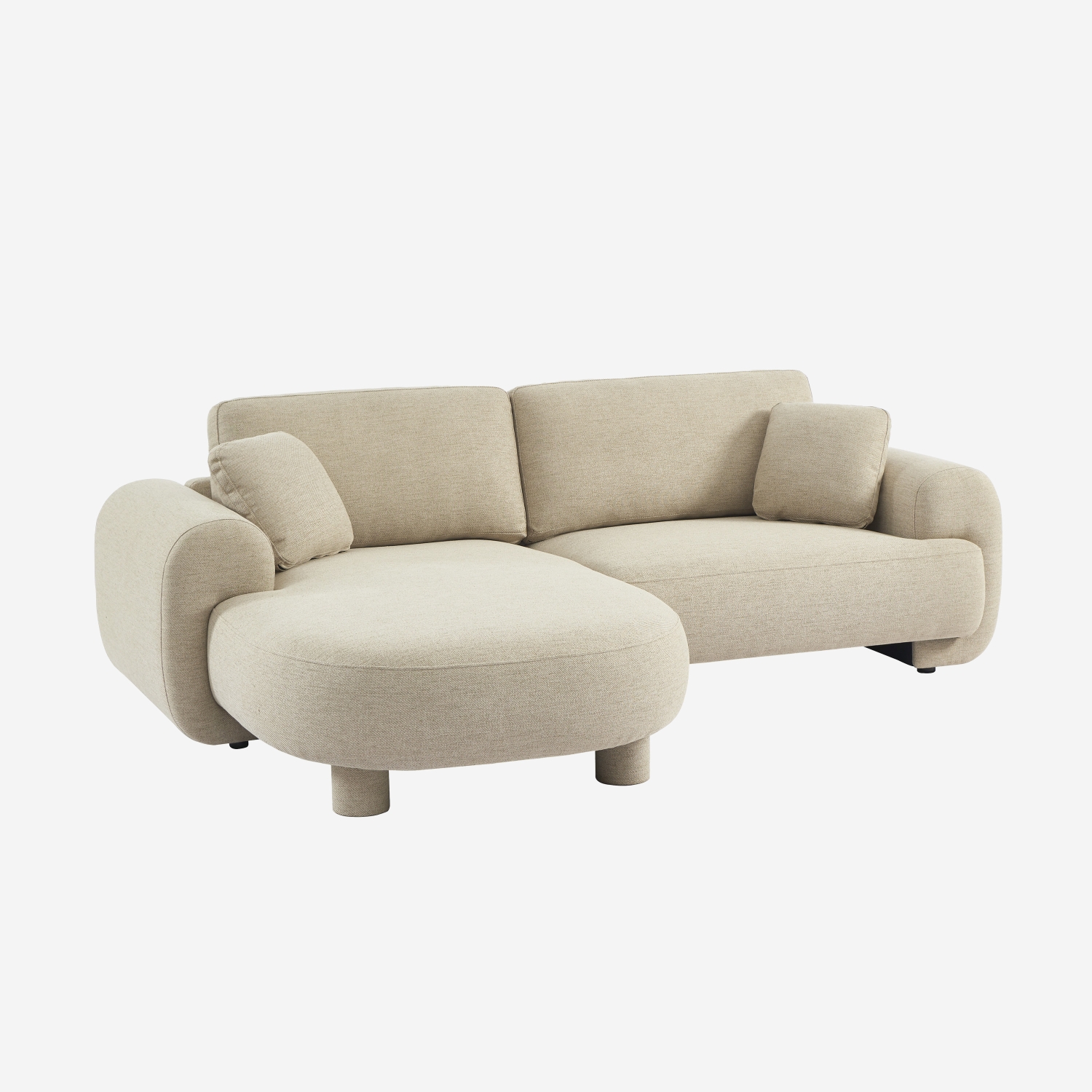 Sweeek - Sofá esquinero izquierdo con patas redondas de 3 plazas Beige - 231x160x88 cm