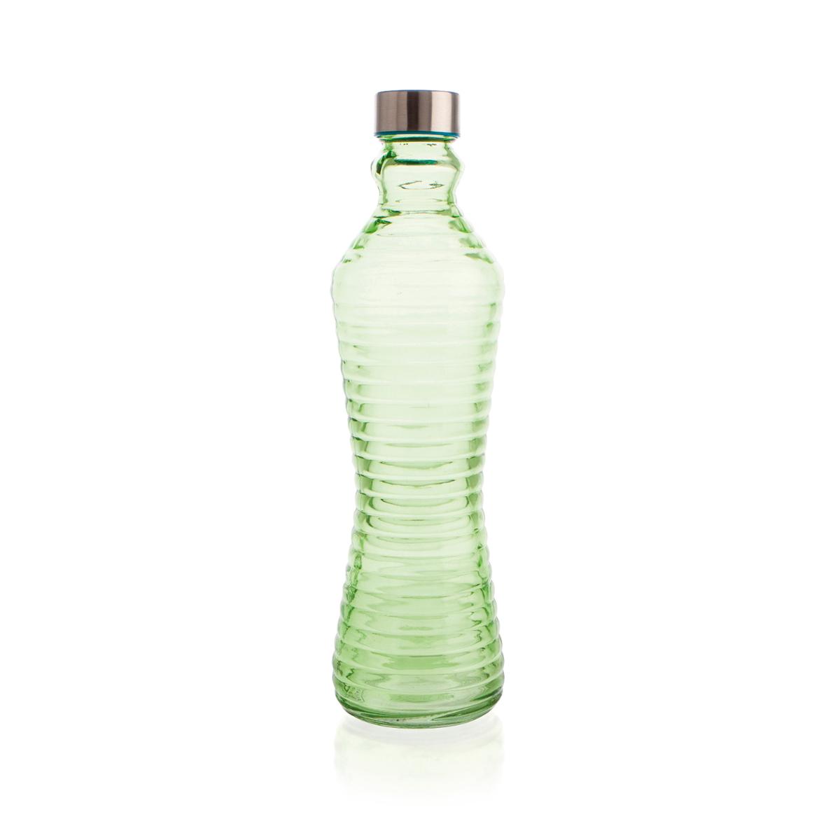 QUID LINE Botella Mesa Vidrio Con Tapón 1L Verde Con relieve Fácil de limpiar Reciclable