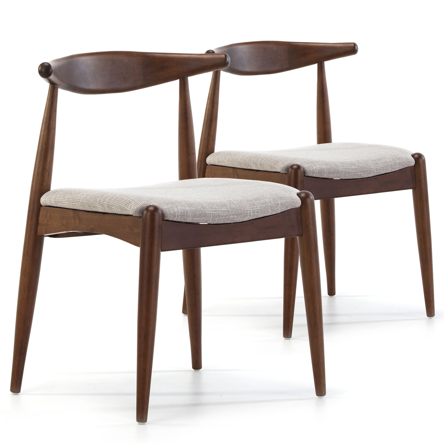VS Venta-Stock Pack 2 sillas Corzo Color Nogal, Madera Maciza, 52,5 x 50 x 74,5 cm