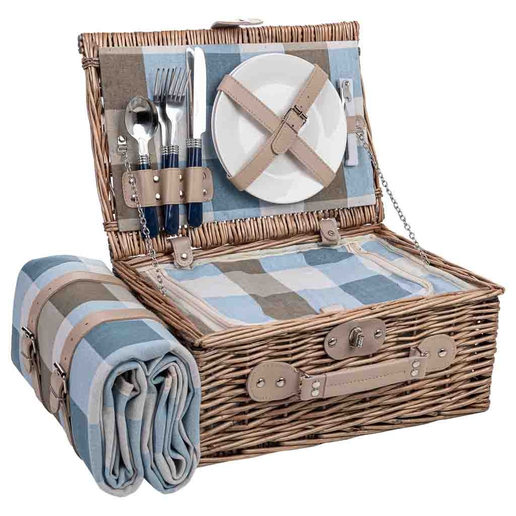 Wonderlust Deco - Cesta de picnic 2 servicios marrón 38x26x18 cm Marrón 38x26x18cm