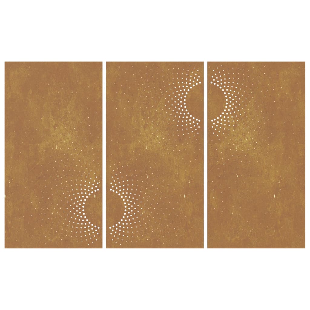 vidaXL Adorno pared jardín 3 uds acero corten diseño sol 105x55 cm