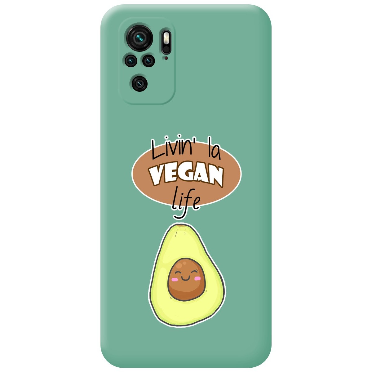Tumundosmartphone Funda Silicona Líquida Verde para Xiaomi Redmi Note 10 / 10S diseño Vegan Life Dibujos