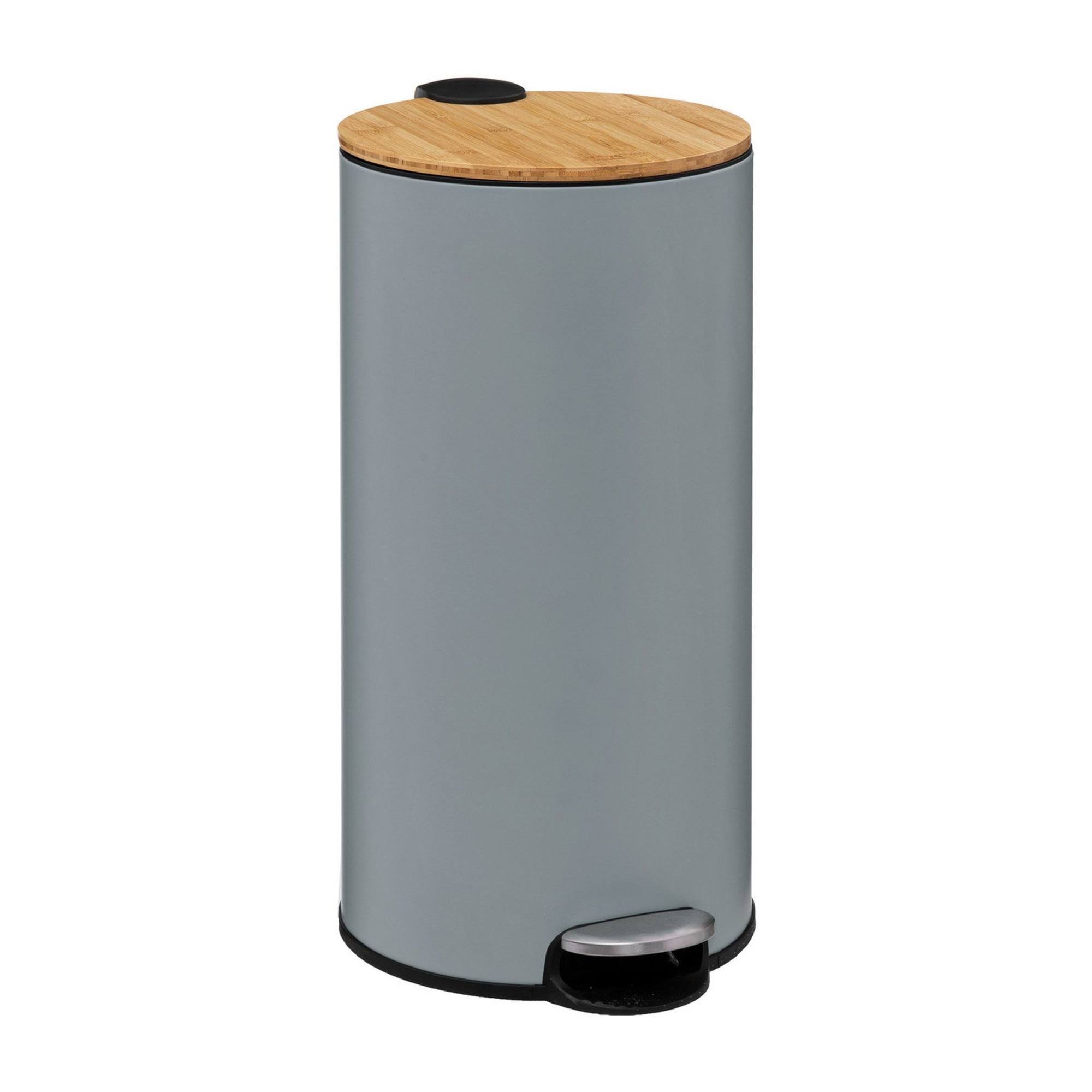 Cubo de Basura Five Metal y Bambú Gris 30L