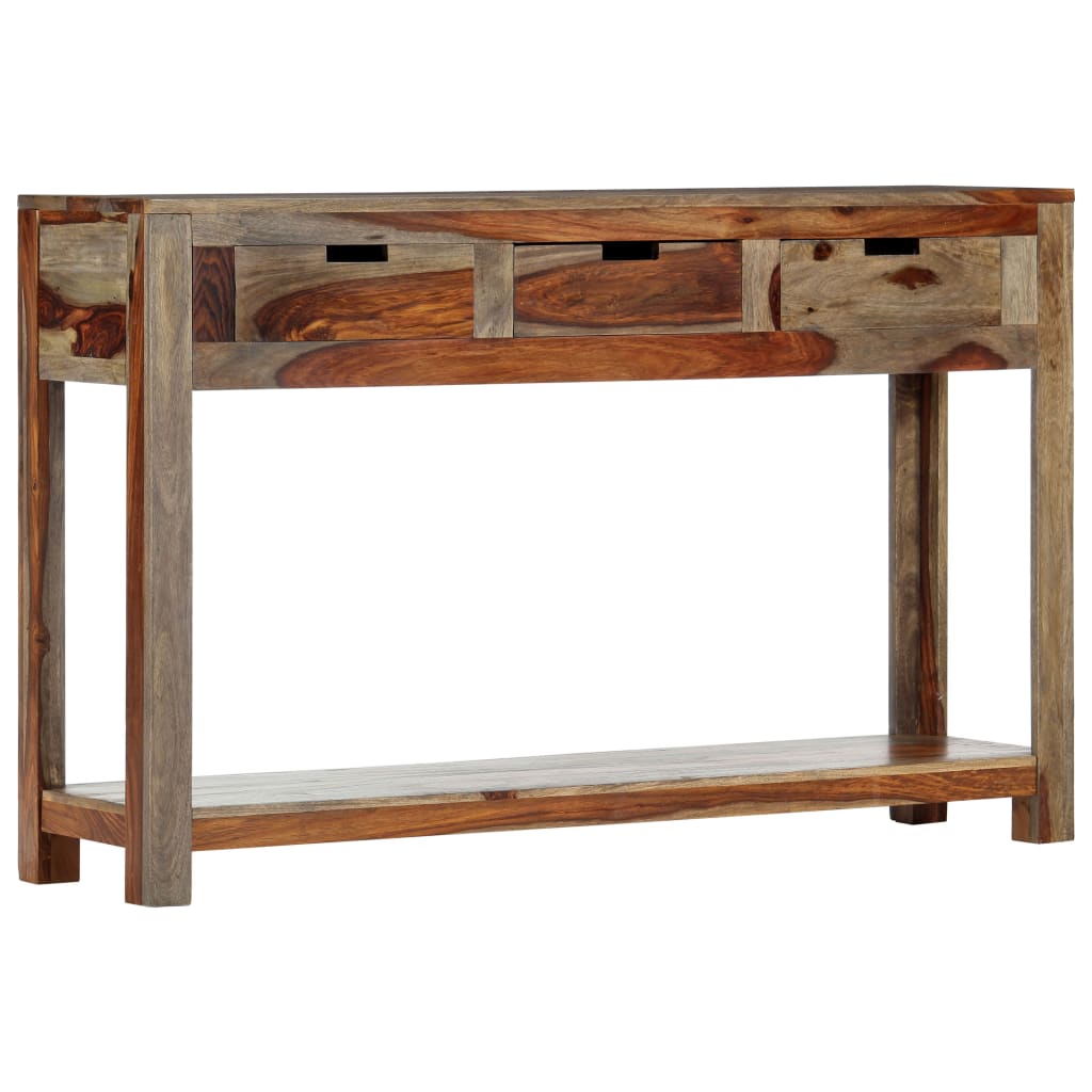 vidaXL Mesa consola con 3 cajones madera maciza acacia 120x30x75cm