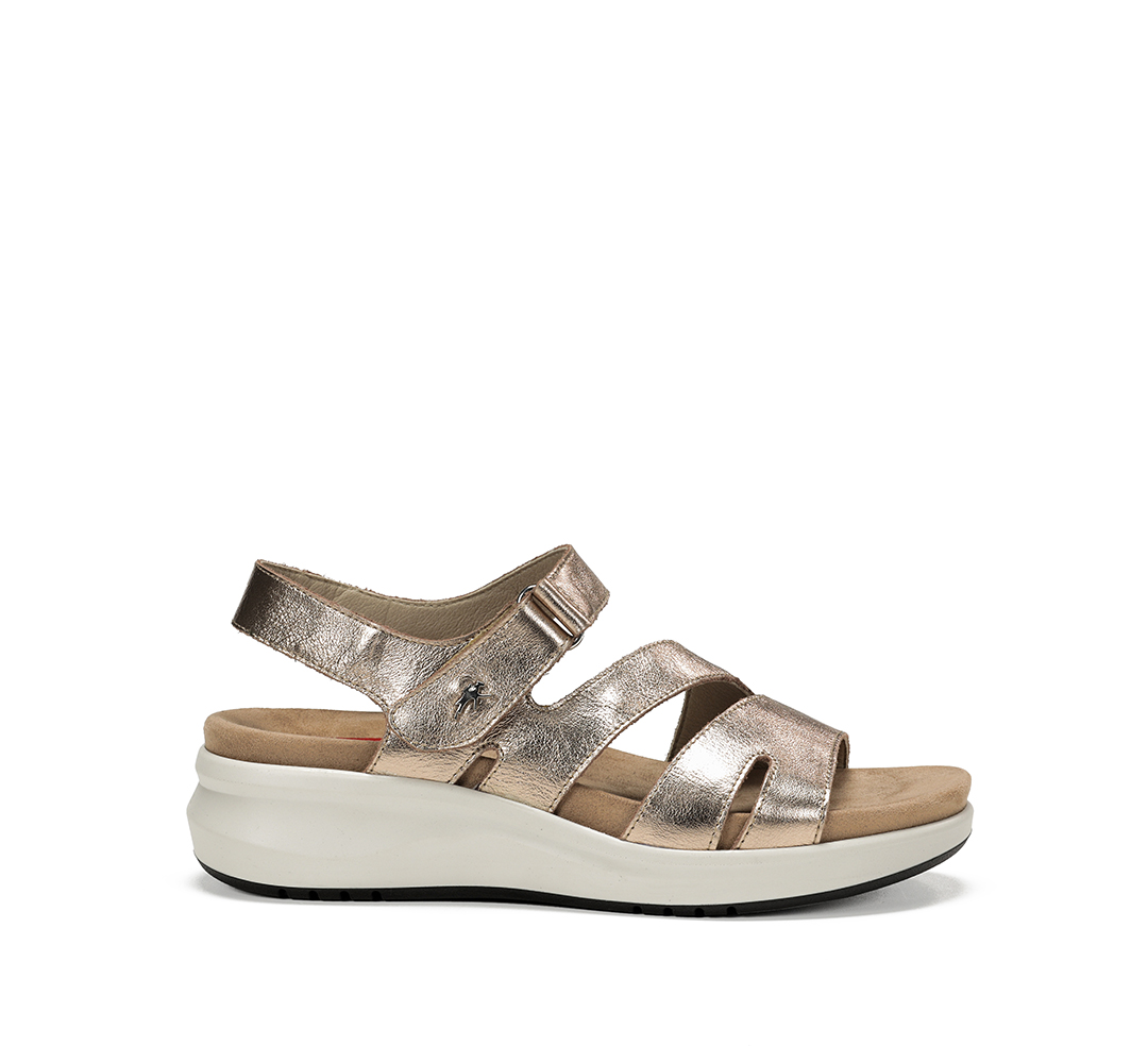Fluchos YAGON F1478 Sandalia Dorada - Mujer - Suela Flexible - Estilo Clásico