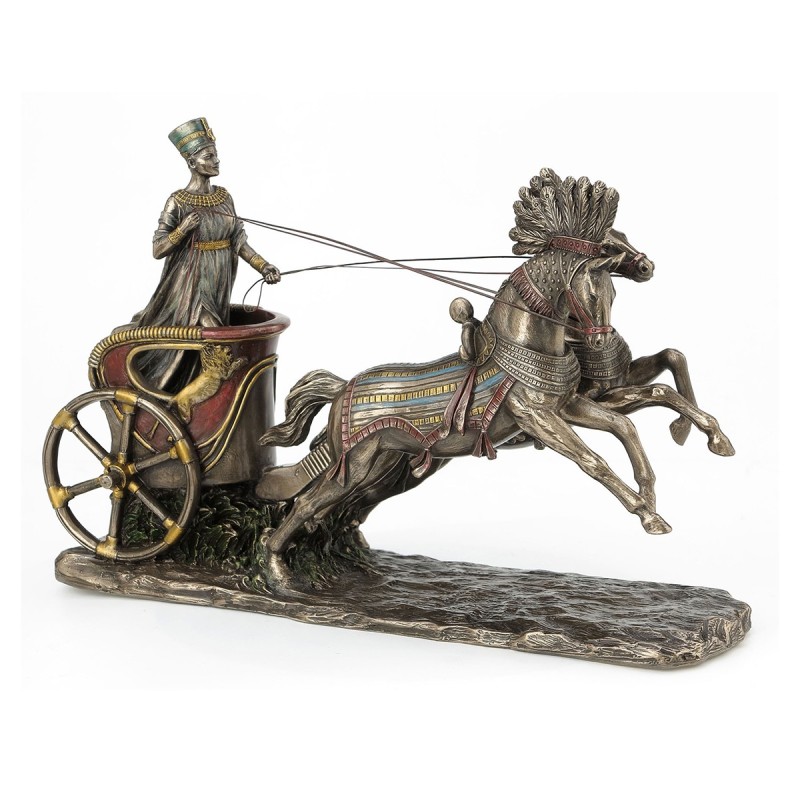 Signes Grimalt ORIGEN Home Decor Nefertiti en Carro Reina Bronce Figura Diosa Verde 19x30x9cm 33930