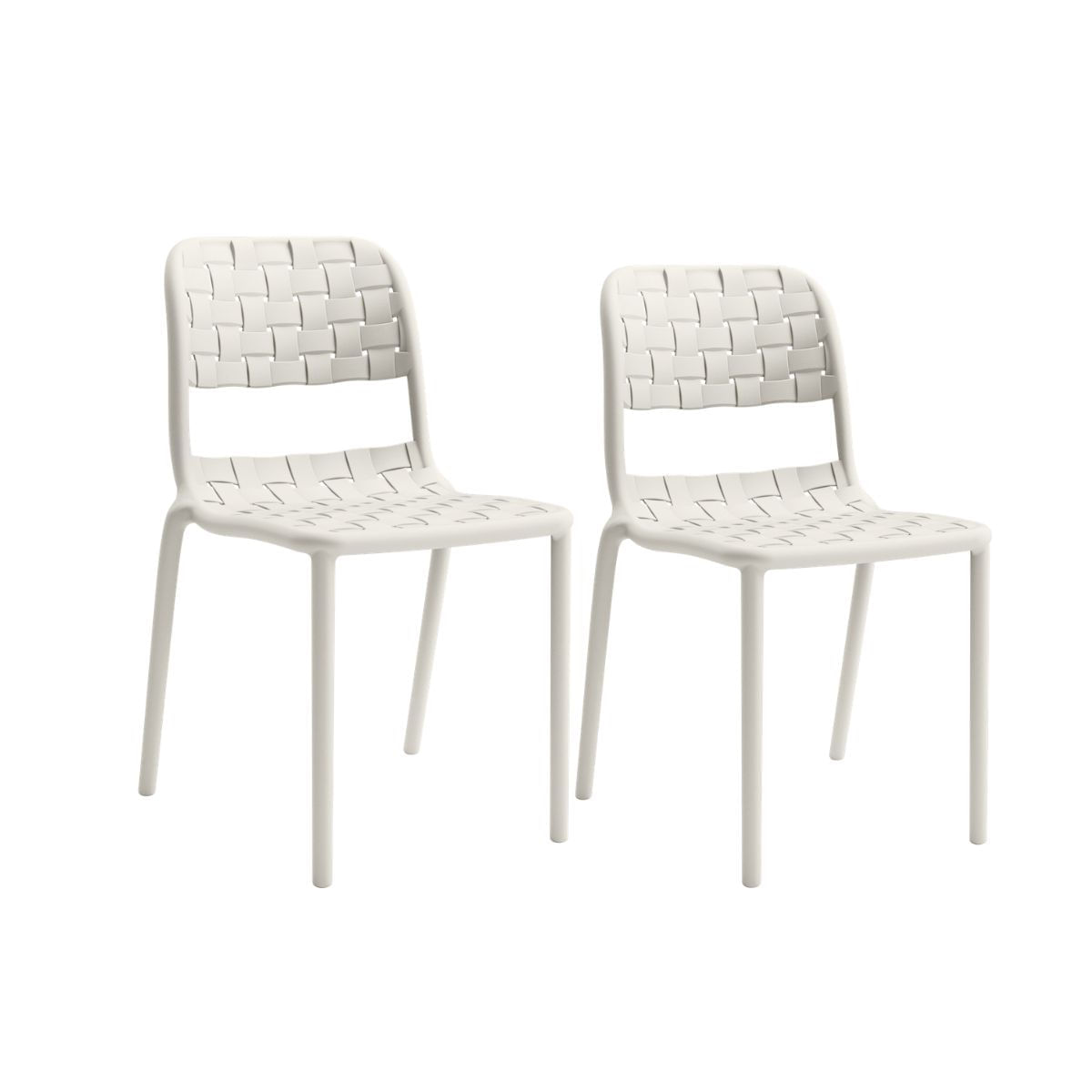 Pack de 2 sillas de exterior Bora apilables con protección UV blanco Adec
