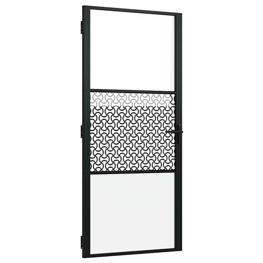vidaXL Puerta de Vidrio Calado Negro 93 x 3,5 x 201,5 cm Aluminio
