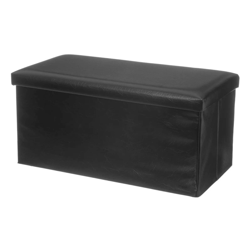 Dcasa Puff plegable negro de PU de 38x76x38 cm