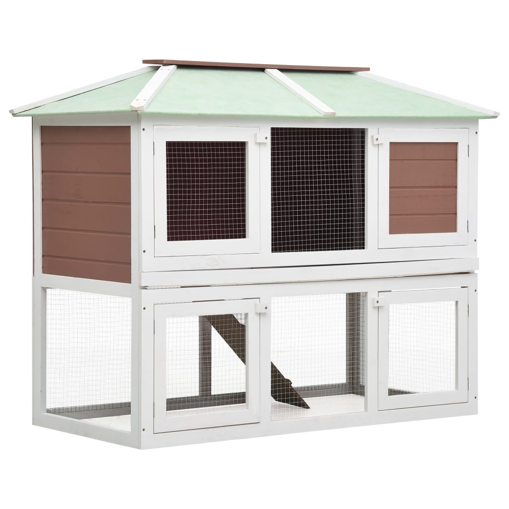 vidaXL Madera Conejera Jaula de Animales con Doble Piso Casita Caseta Mascotas Color Latón,  Marrón,  Rojo y mas