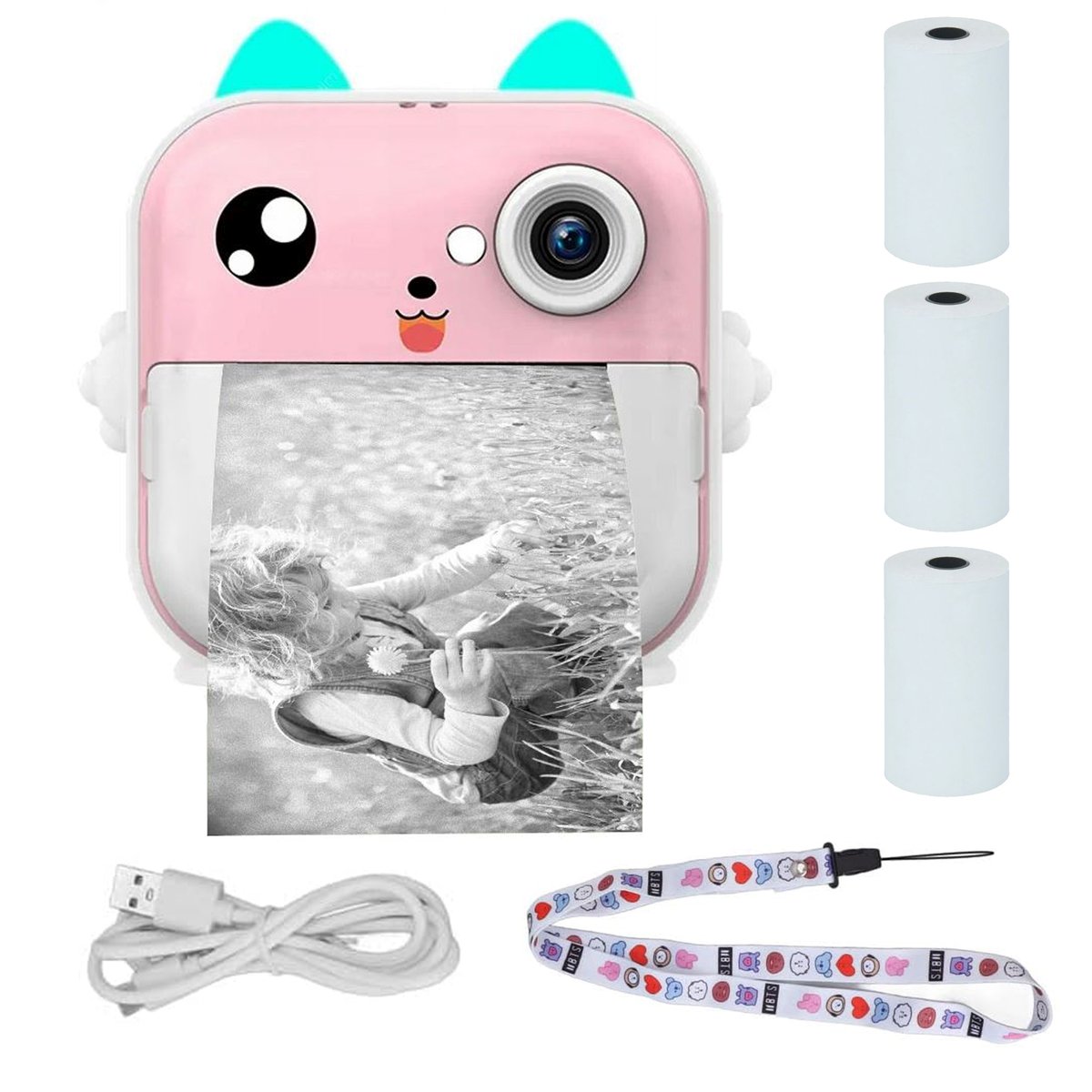 Extralink epp-003 portable mini printer pink with camera, lcd display