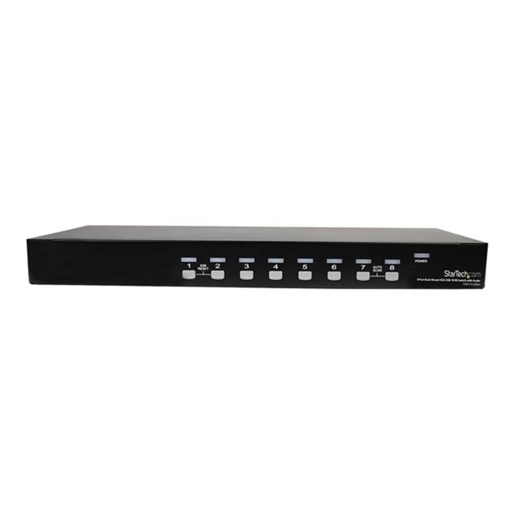 StarTech - Conmutador KVM SV831DUSBAU de 8 puertos VGA HD-15 y USB 2.0 para administración centralizada de servidores y estaciones de trabajo, color negro