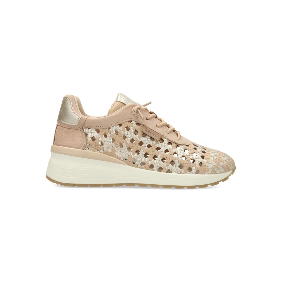 CARMELA - Zapatillas casual mujer diseño trenzado en piel con suela antideslizante, cierre elástico y plantilla acolchada extraíble