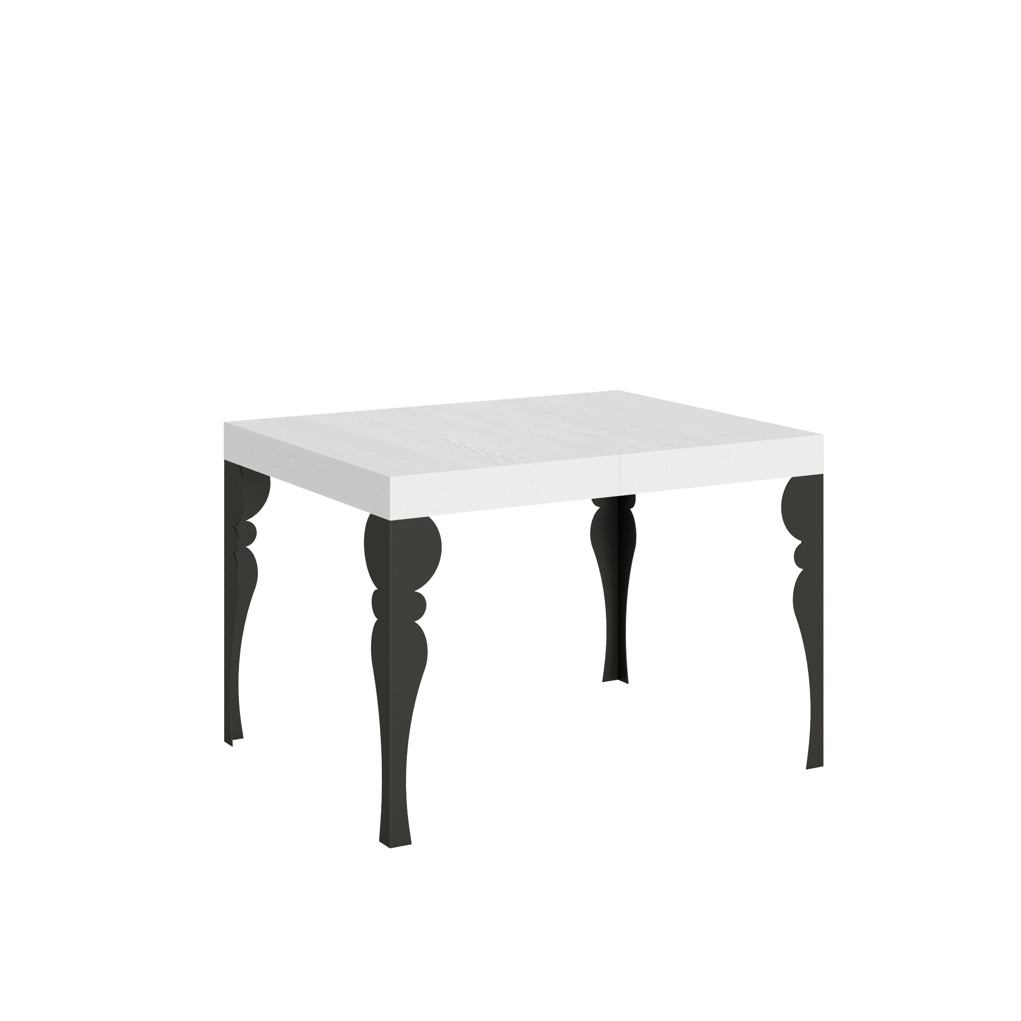 Mesa extensible 80x120/204 cm Paxon Blanco Fresno Estructura Antracita - Itamoby