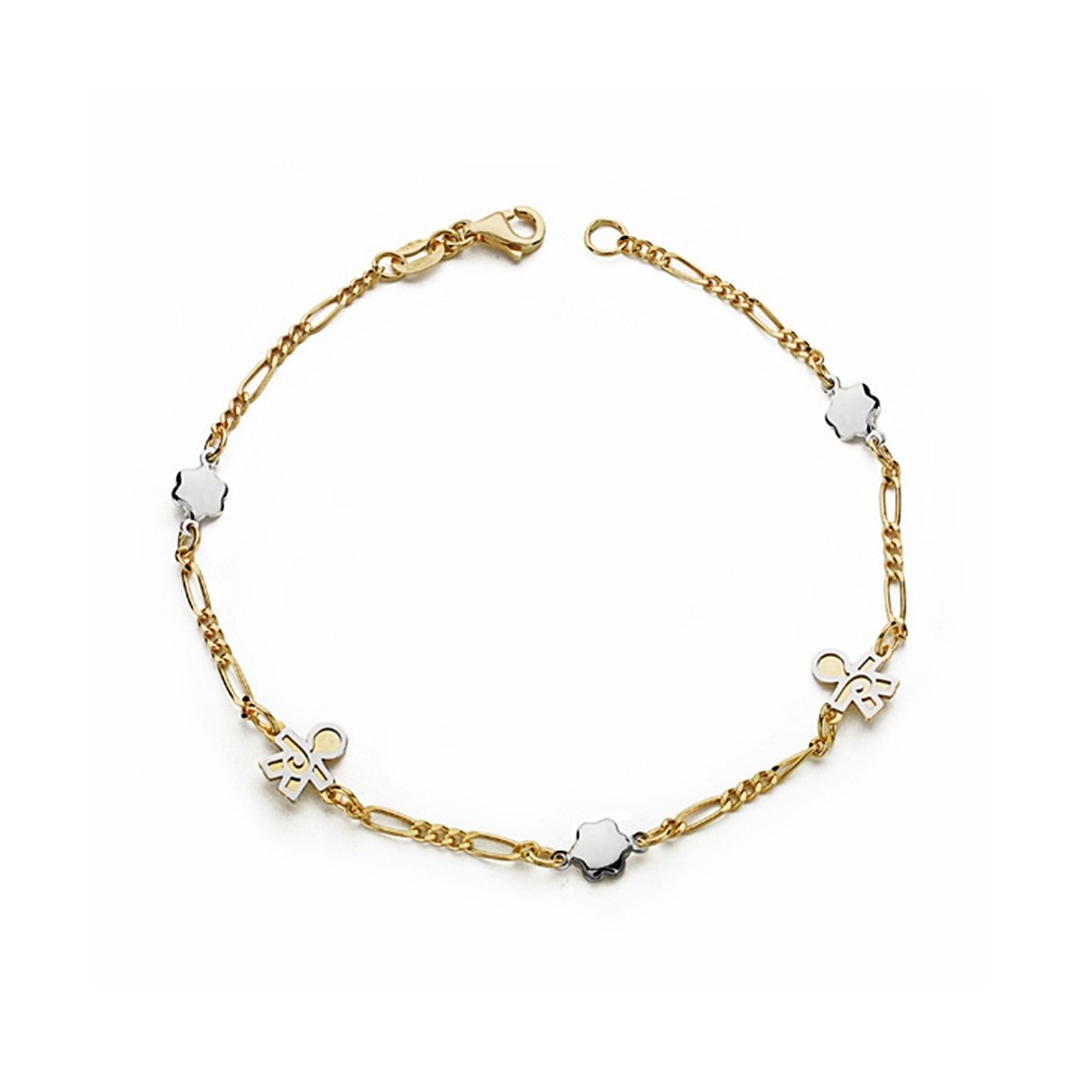 Pulsera oro 18k bicolor 19cm. niño