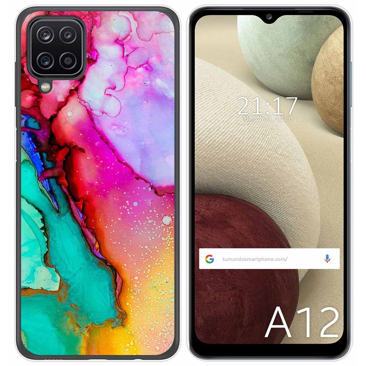 Tumundosmartphone Funda Gel Tpu para Samsung Galaxy A12 / M12 diseño Mármol 15 Dibujos