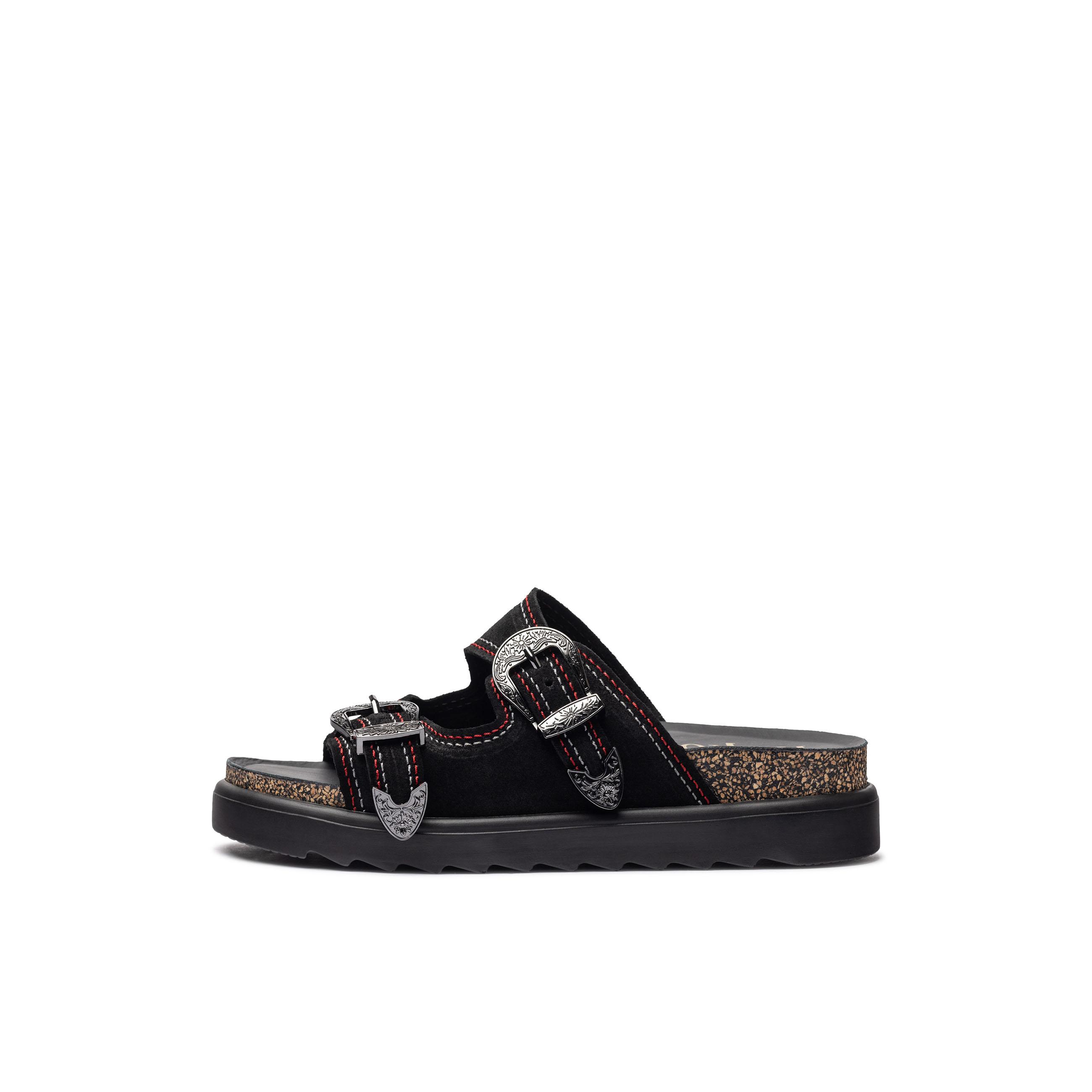 YOKONO sandalia plana TUNEZ-253 NEGRO | Zapatos mujer Primavera-Verano | Piel vacuna  Serraje | 2 CM