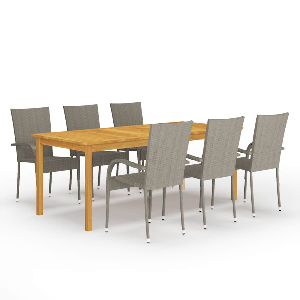 vidaXL Juego de comedor para jardín de 7 piezas gris