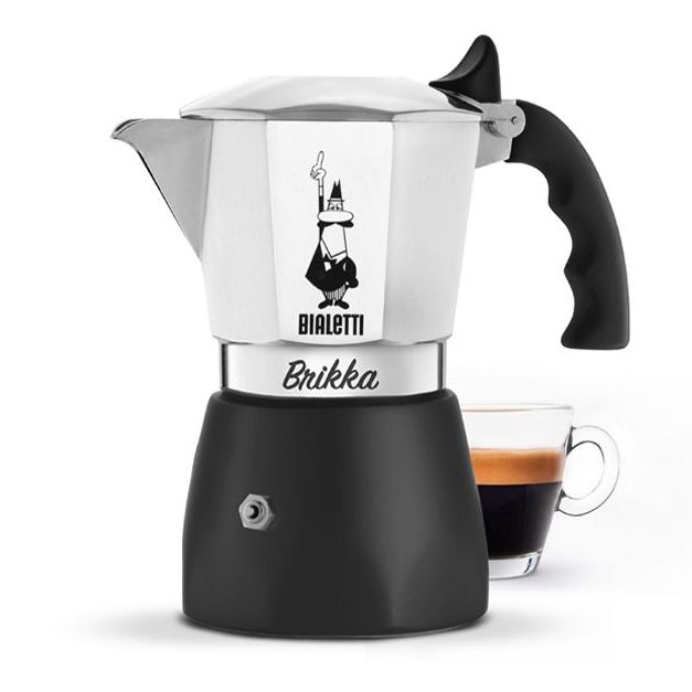 Bialetti - Bialetti - Brikka, la única cafetera capaz de hacer un Espresso Cremoso, 4 tazas (170 ml), Aluminio y Negro - Cafetera Italian de Alta Calidad