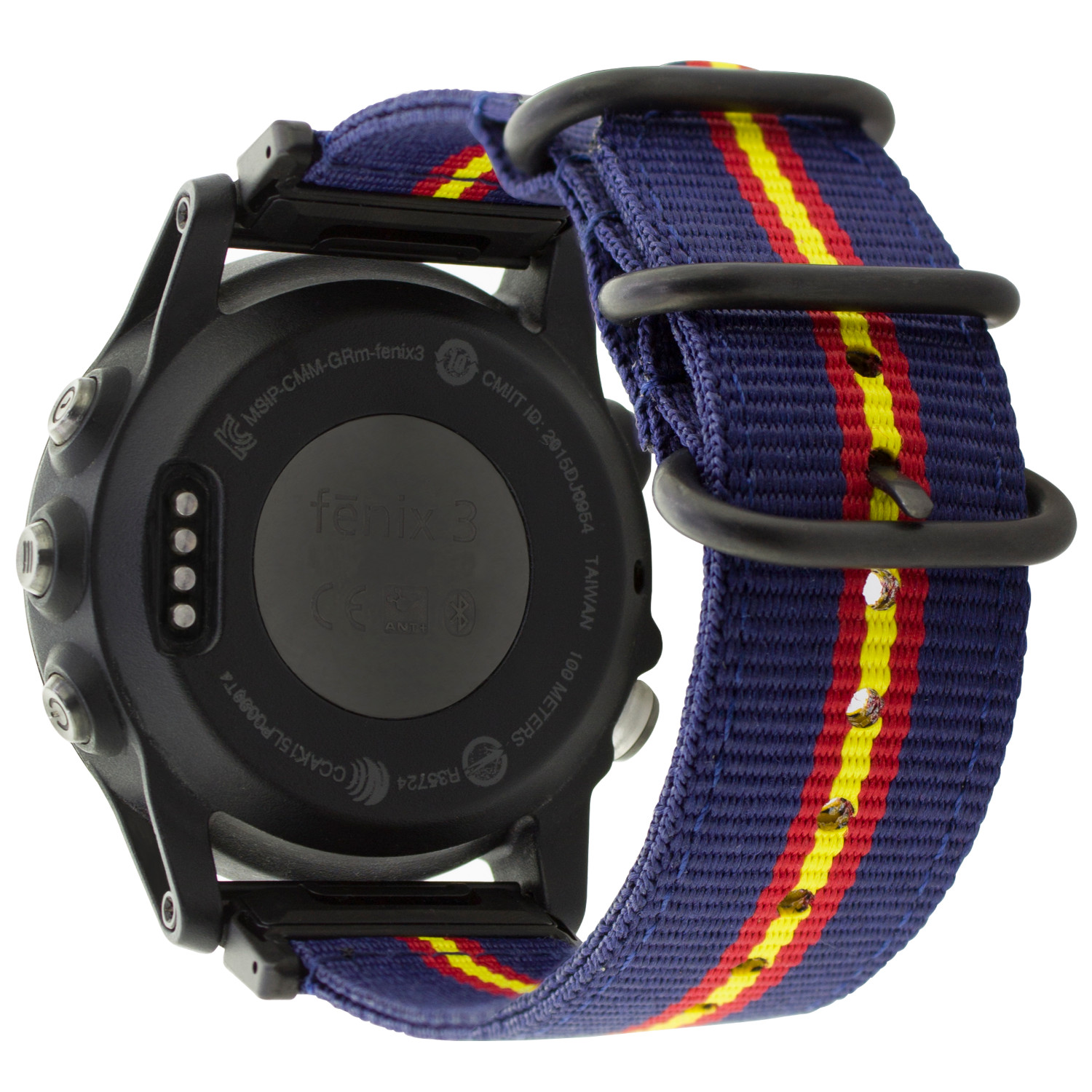 Correa de Nylon para Garmin Fenix 8 - 51mm / Fenix 7X Pro / Fenix 6X Pro / Enduro 3 / Epix 2 Pro 51mm, Brazalete Bandera de España Conectores Quickfit 26mm