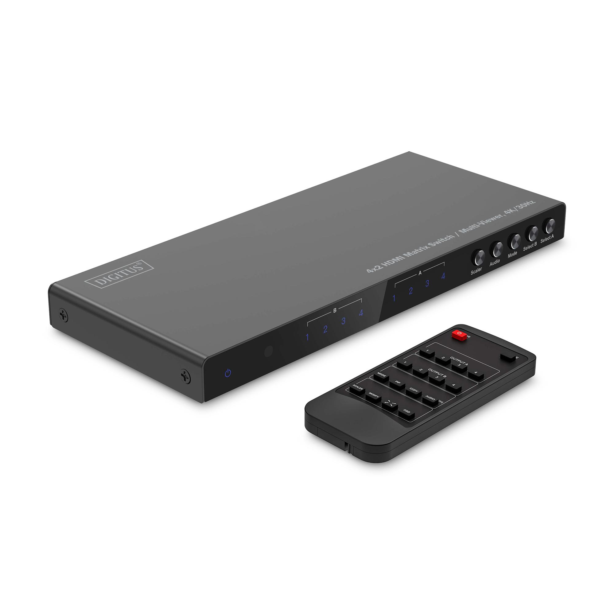 Digitus 4x2 HDMI Matrix Switch/Multi-Viewer, 4K/30 Hz
