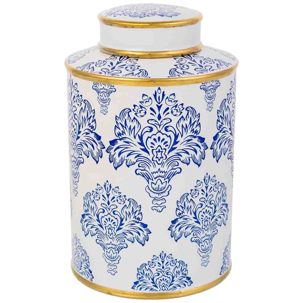 Wonderlust Deco - Jarrón de cerámica  blanco y azul, d17x27h cm Azul D17x27h cm