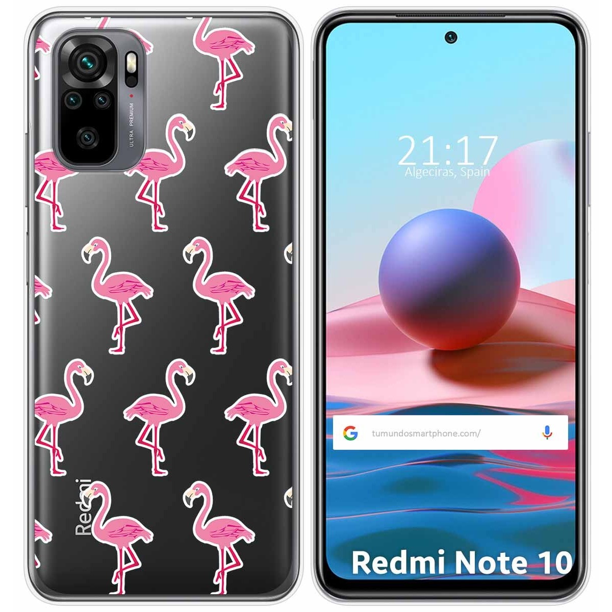 Tumundosmartphone Funda Gel Transparente para Xiaomi Redmi Note 10 / 10S diseño Flamenco Dibujos