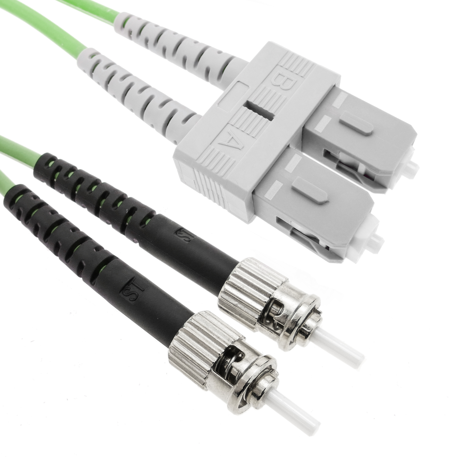 Cable de fibra óptica OM5 multimodo duplex 50µm/125µm ST/PC a SC/PC 100Gb de 25 m - BeMatik