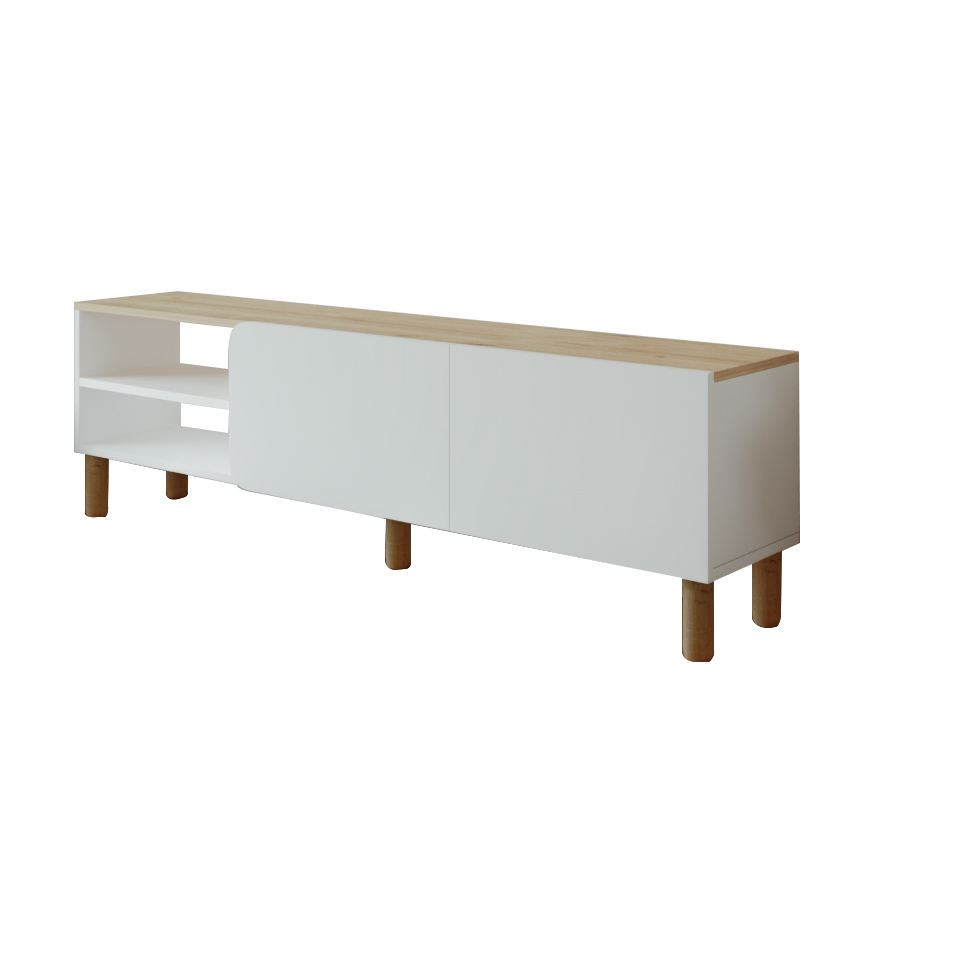 Habitat y Jardin - Soporte de TV de madera "River" - 150 x 31 x 48 cm - Blanco