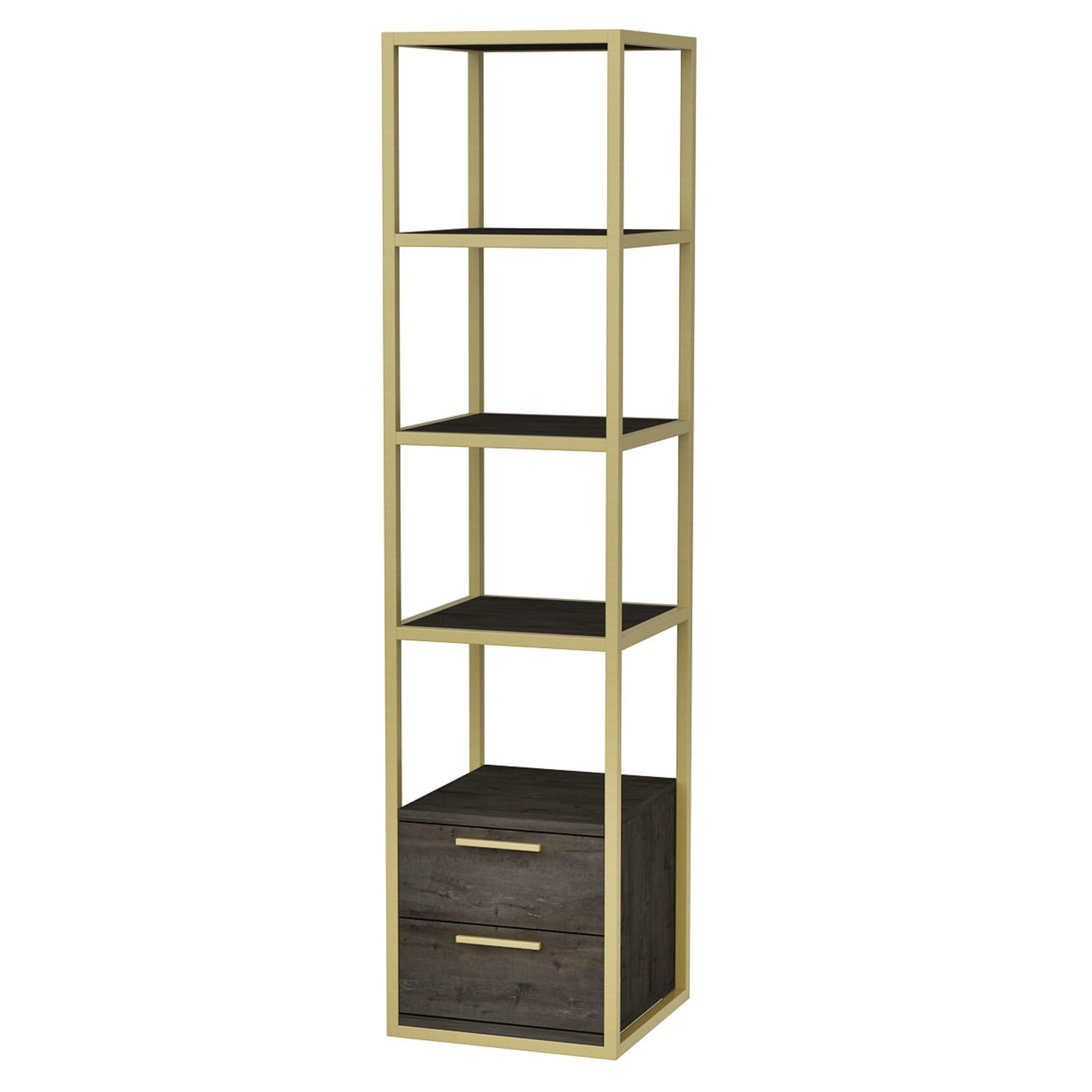 Librería, 100% Tablero de aglomerado rechapado en melamina, Color Oro Oscuro  Gris WELLHOME