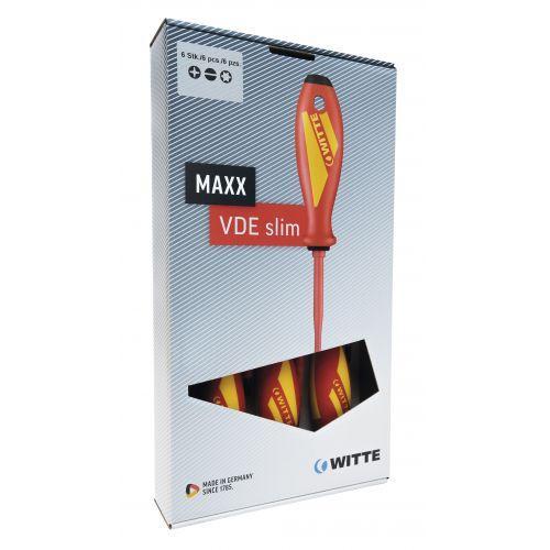 Juego de 6 destornilladores aislados con varilla reducida maxx vde slim (pl + ph)