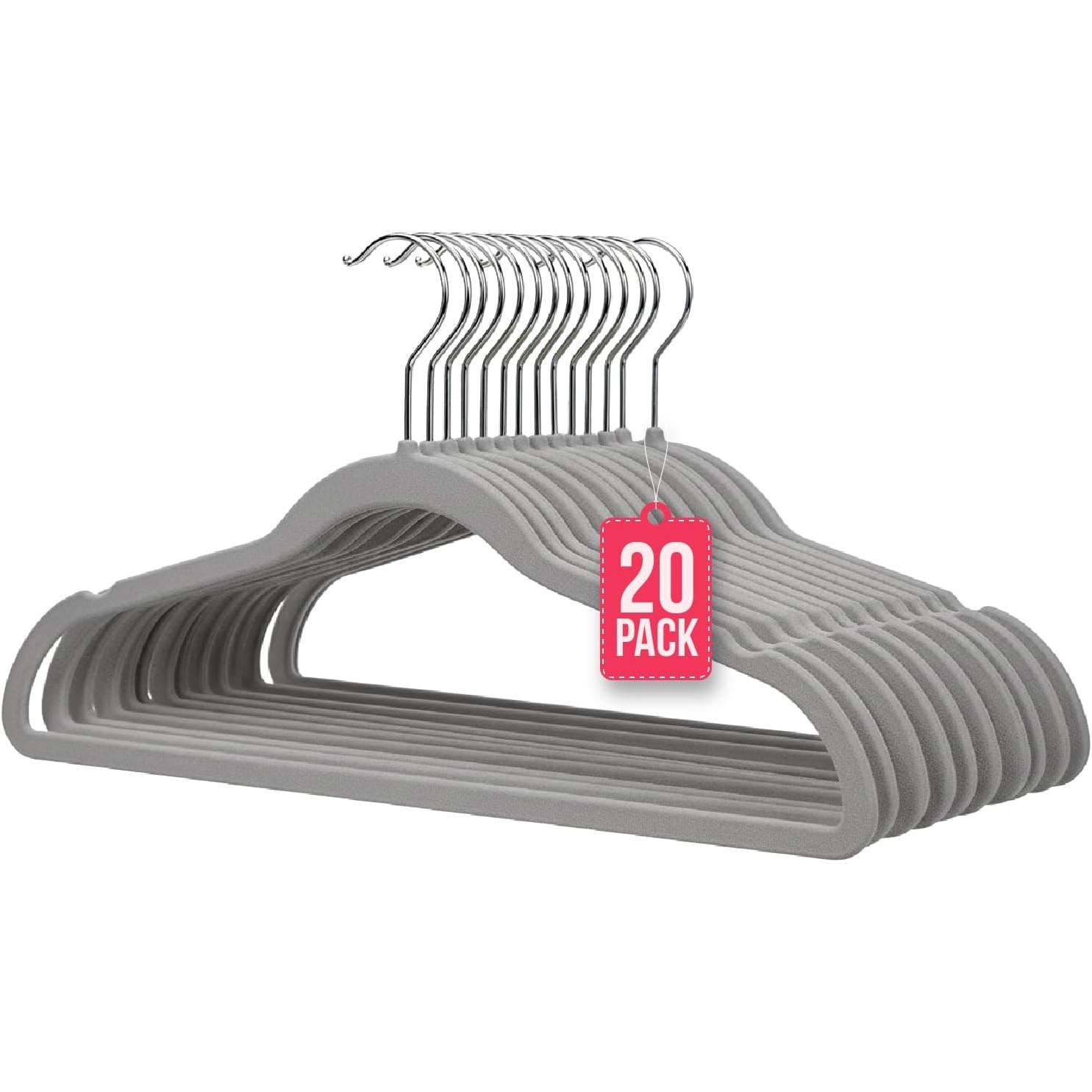 COM-FORT HOUSE | Percha Terciopelo | Color Beige | Antideslizantes y Resistentes | 120 Unidades
