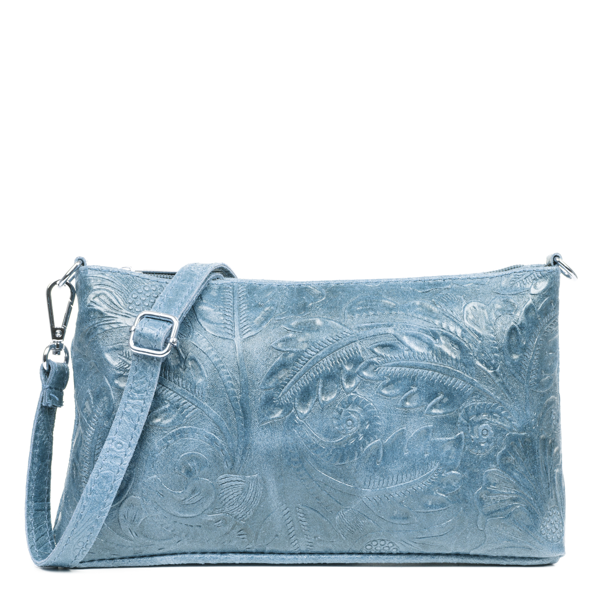 Firenze Artegiani. Martia Bolso bandolera Mujer.Piel auténtica Gamuza Grabado Arabesco . Made in Italy. Vera Pelle Italiana.