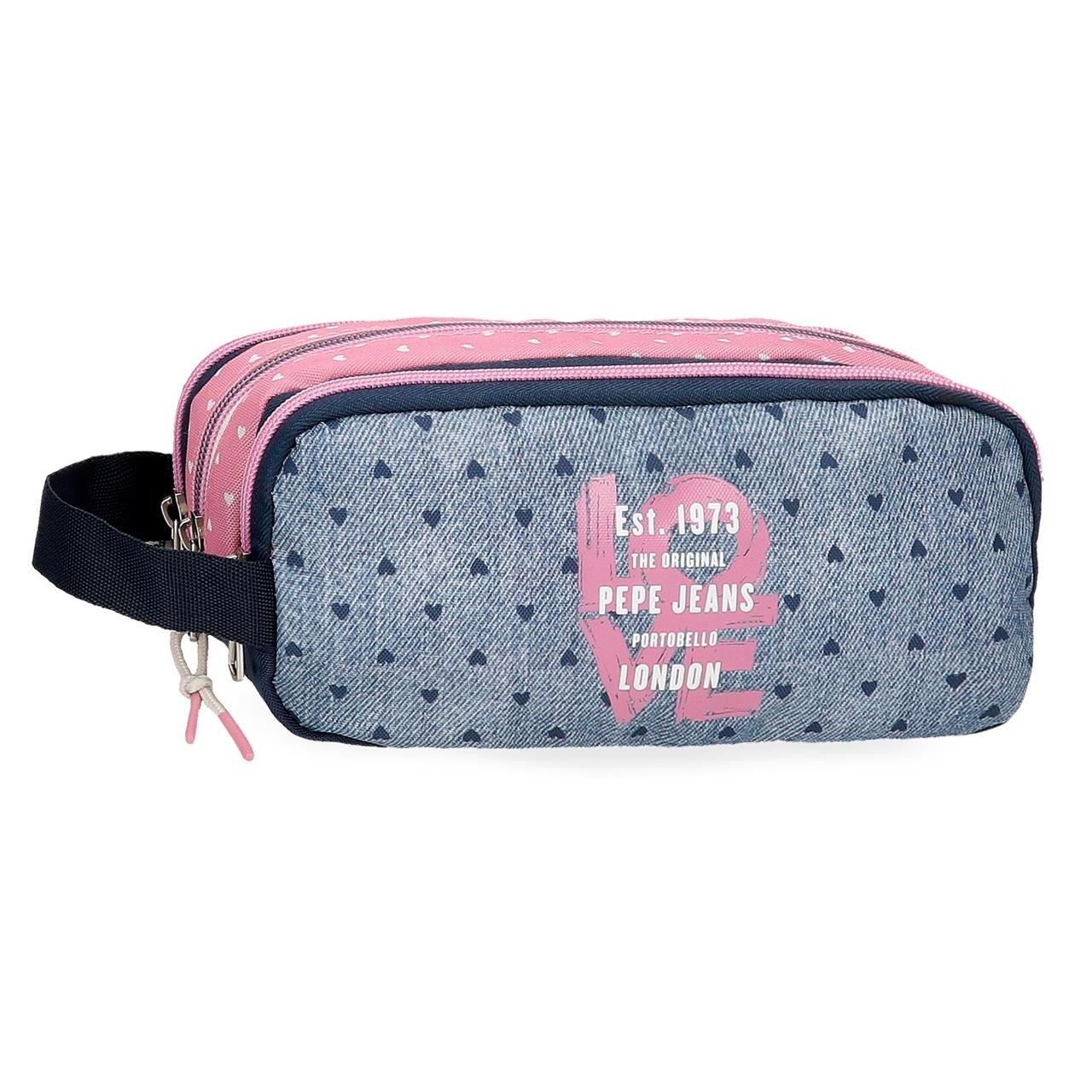 Pepe Jeans Estuche Escolar Poliéster Noni Denim Triple compartimento