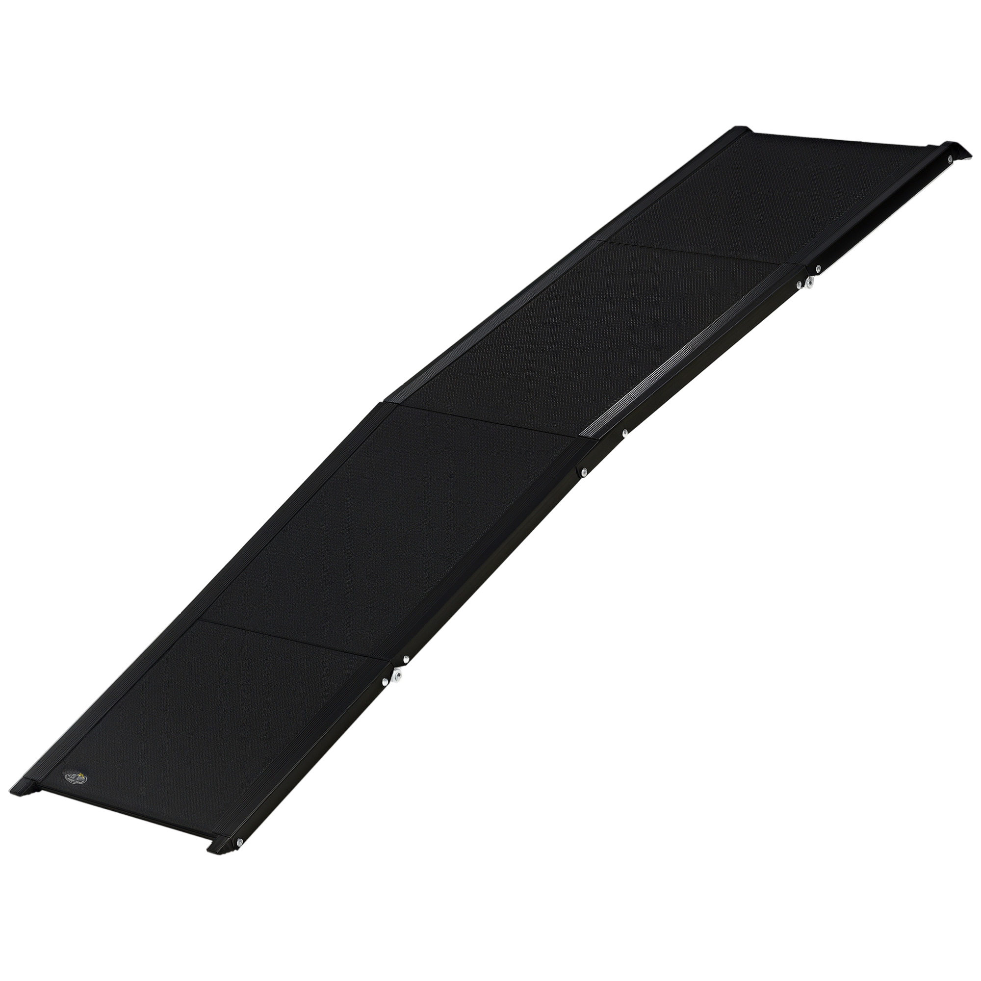 PawHut Rampa Plegable para Perros de Aluminio Rampa para Mascotas para Coche con Superficie Antideslizante Asa y Gancho Carga 80 kg 158x43,5x2,5 cm Negro