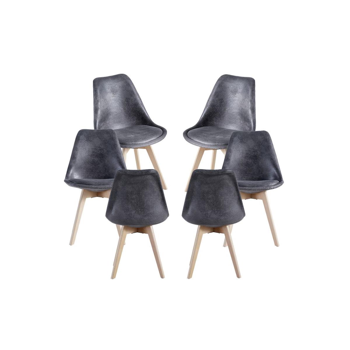 Regalos Miguel - Packs Sillas Comedor - Pack 6 Sillas Synk Vintage - Gris oscuro