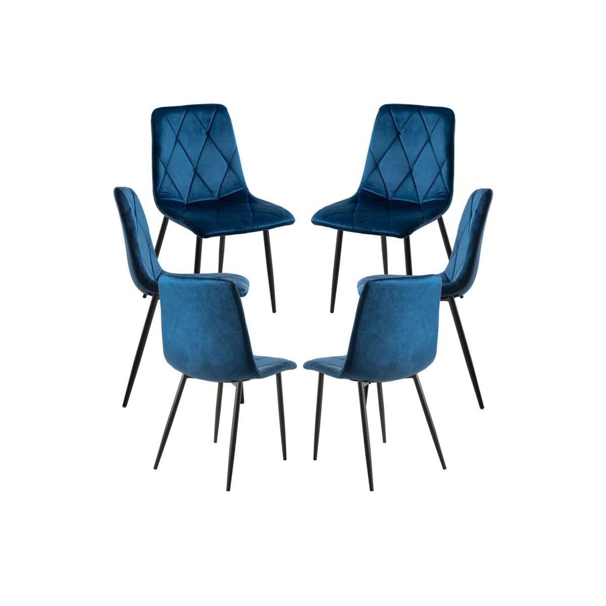 Regalos Miguel - Packs Sillas Comedor - Pack 6 Sillas Lyke Terciopelo - Azul