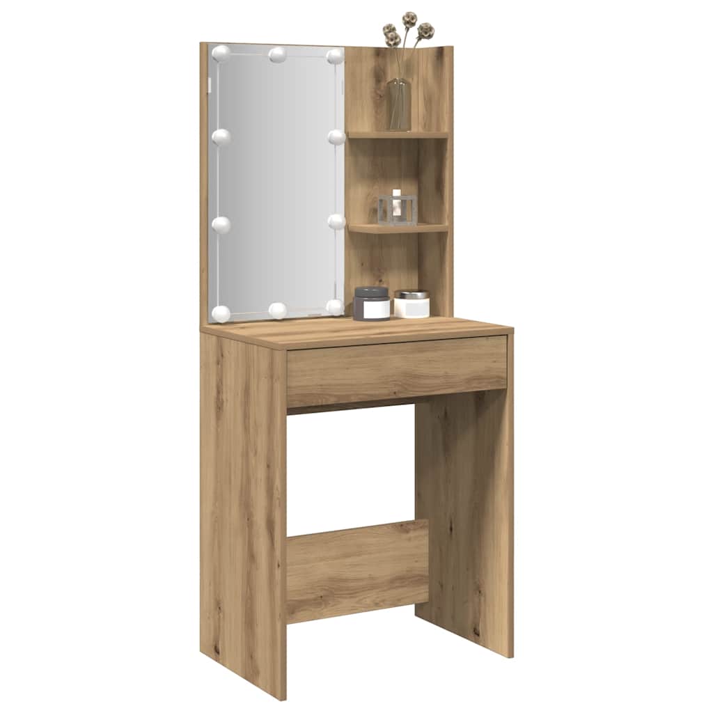 vidaXL Tocador con LED color 60x40x140 cm en color Roble Sonoma/Gris sonoma/Madera antigua y más