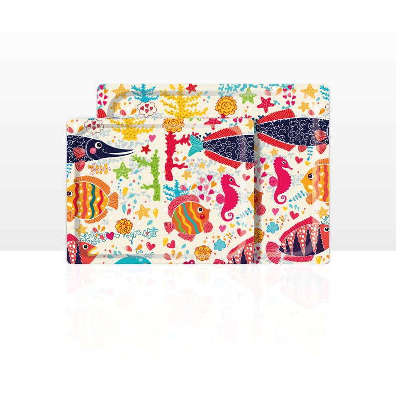 DON HIERRO - Set de 2 bandejas de servir, 42 x 29 cm y 48 x 37 cm, aptas para lavavajillas.-