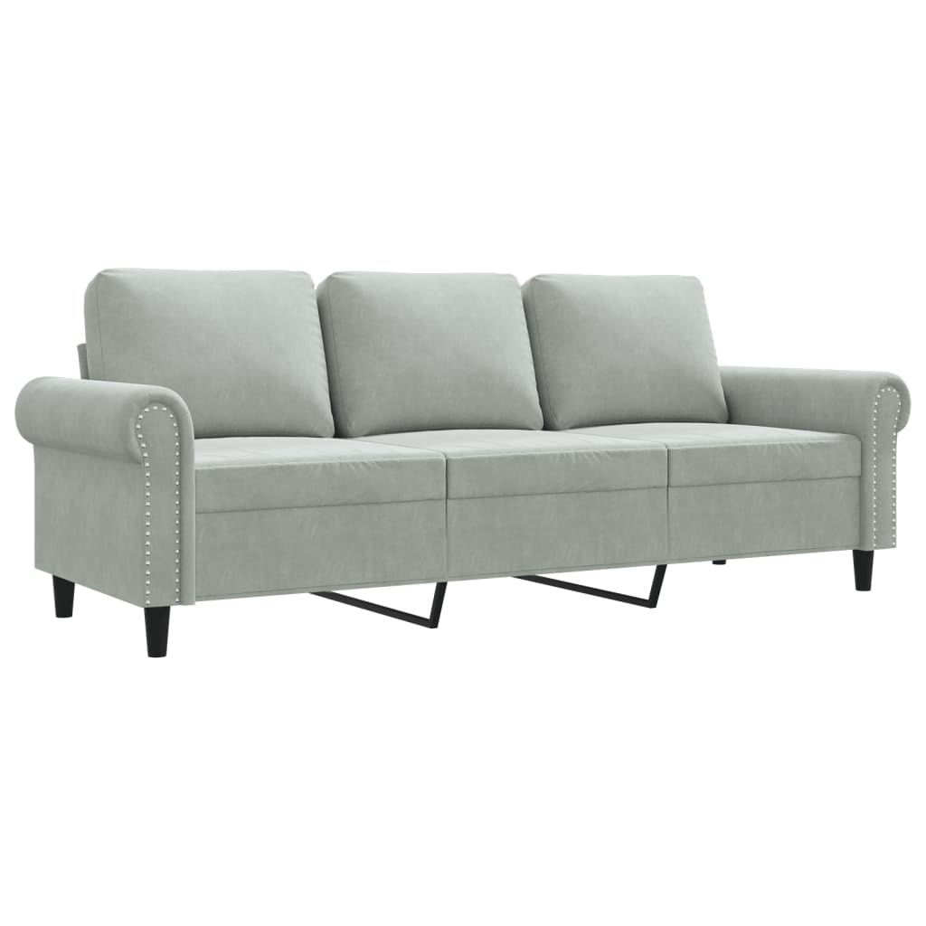 vidaXL Sofá de 3 plazas terciopelo gris claro 180 cm