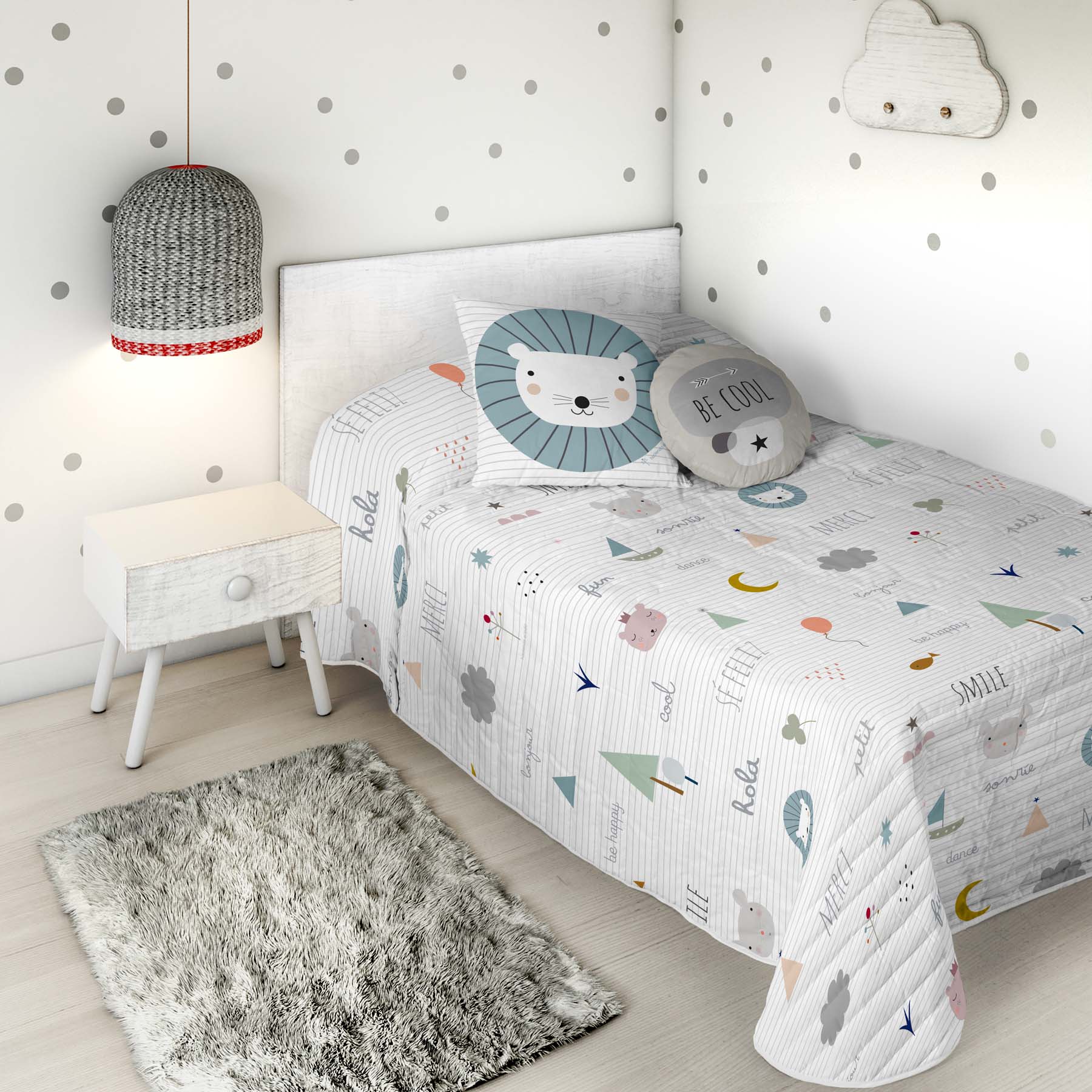 HACIENDO EL INDIO - Colcha Bouti Infantil Estampada 100% Algodón - Relleno 70 gramos -  Cubrecama Ligero Acolchado - Ideal para Primavera y Verano - Disponible para Cama 90/105 cm - Fabricada en España