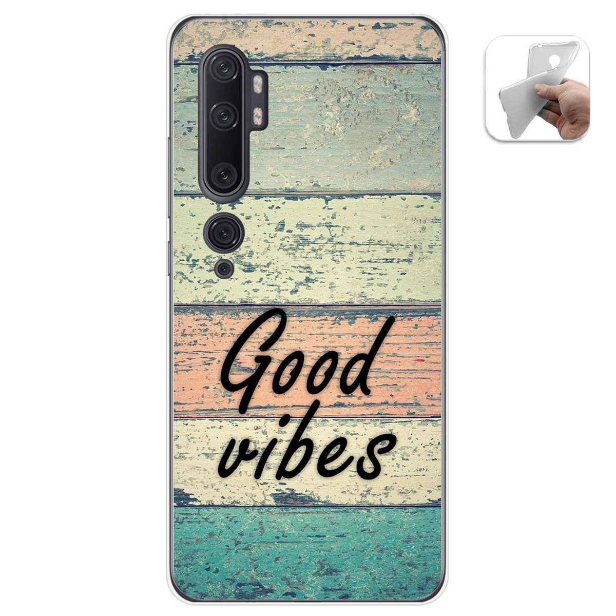 Tumundosmartphone Funda Gel Tpu para Xiaomi Mi Note 10 diseño Madera 01 Dibujos