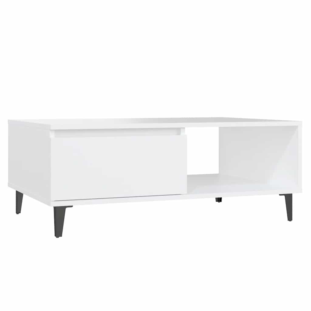 vidaXL Mesa de centro madera contrachapada blanco 90x60x35 cm