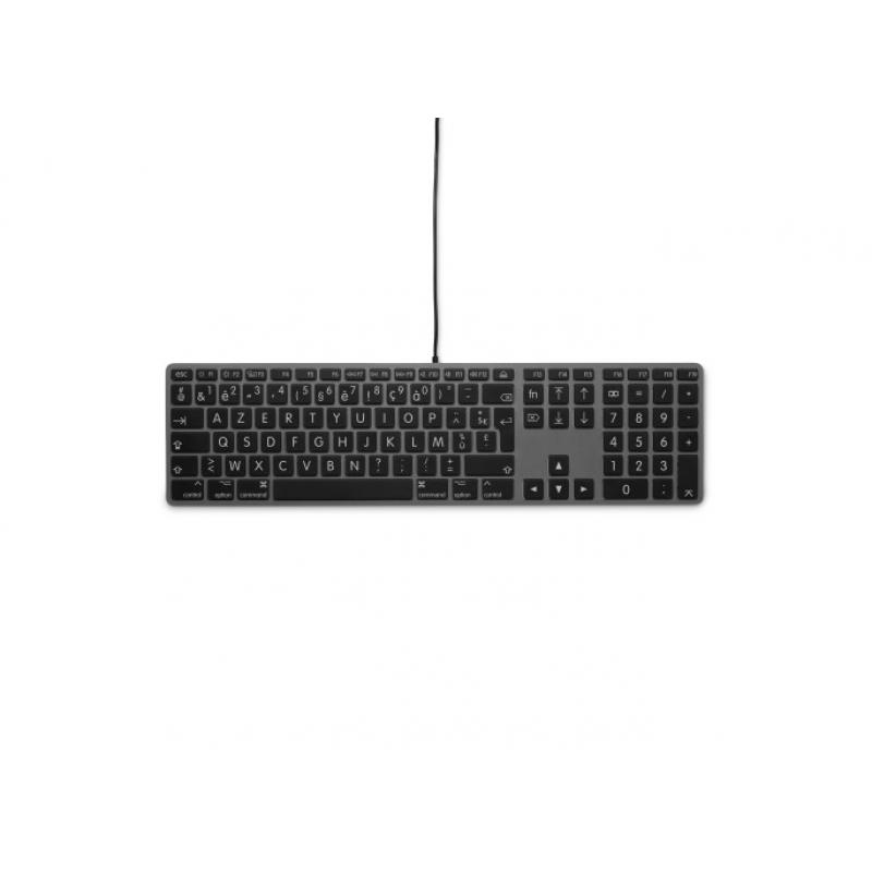 LMP KB-1243-BIG, teclado USB de 110 teclas con fuente grande, 2 puertos USB y cubierta superior de aluminio