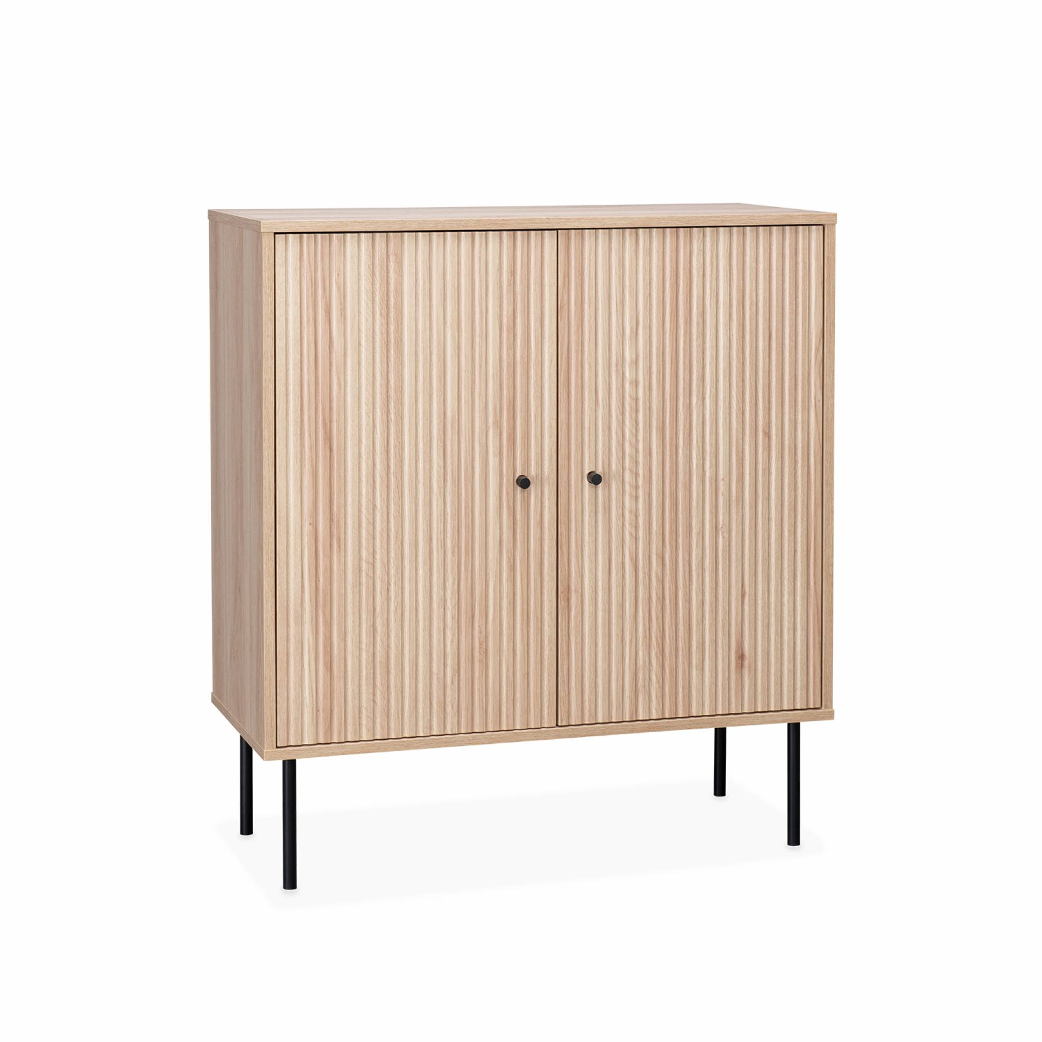 sweeek - Aparador con efecto madera de 2 puertas, 83.5cm, Braga, Natural, 83.5x39x92.5 cm