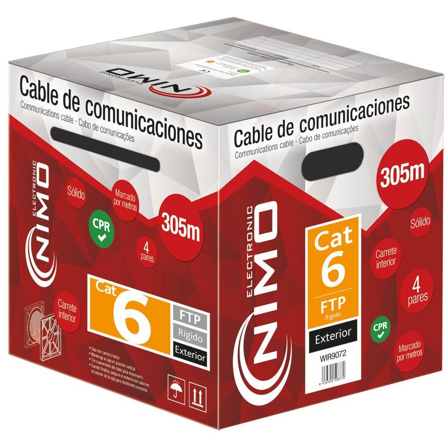 Nimo Cable FTP Cat6 Exterior CCA NEGRO 305m - Alta Calidad, Resistente Al Agua