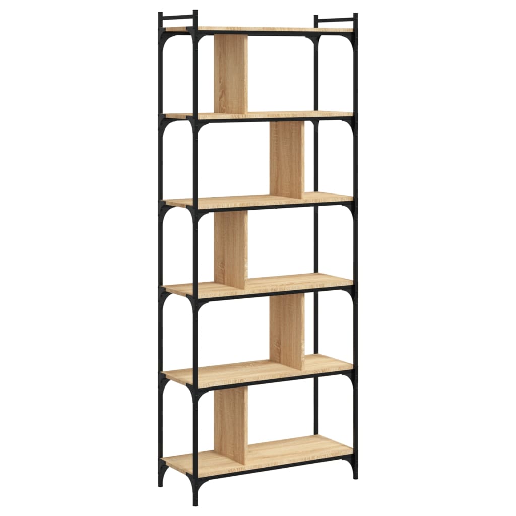 Vidaxl Librería de 6 Estantes Madera de Ingeniería 76x32x192 Cm Negro