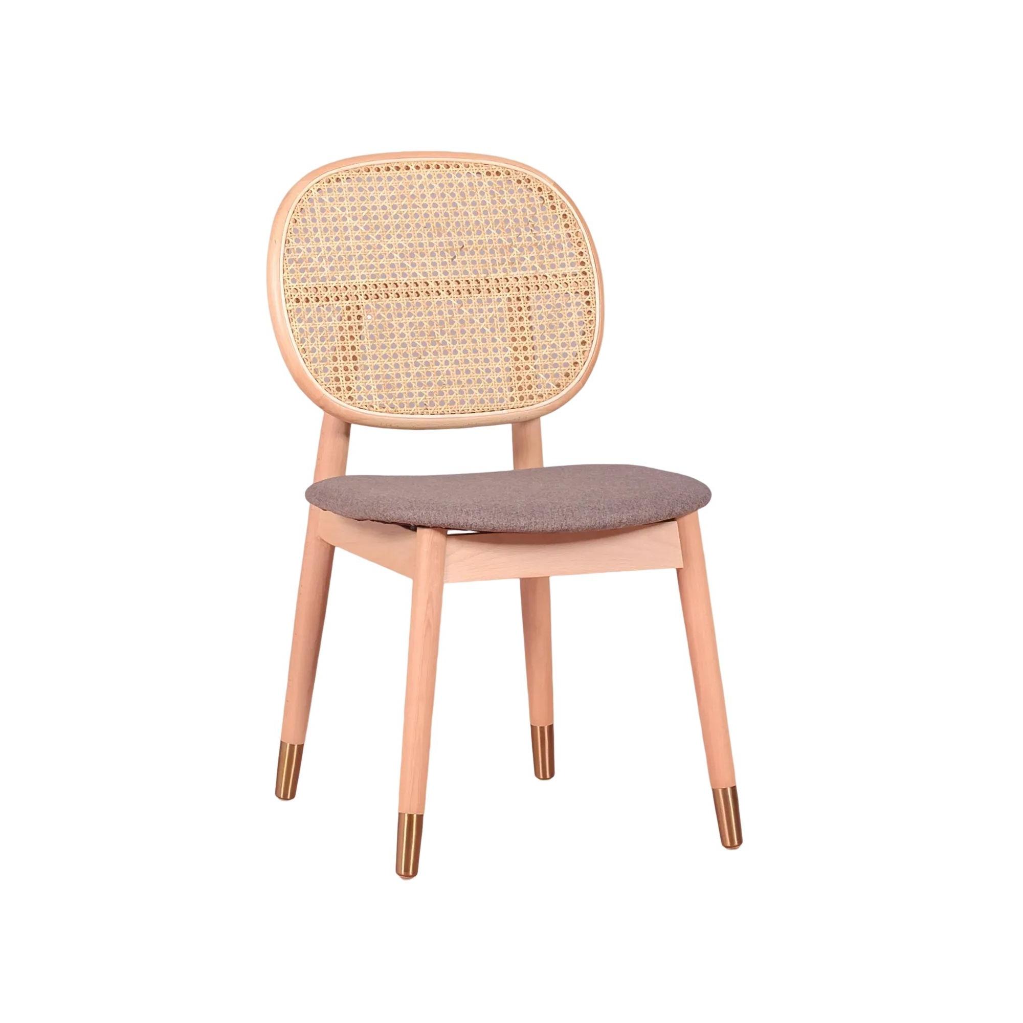 Nest Dream - Silla en madera de haya y ratán natural con cojín de algodón - Marsh