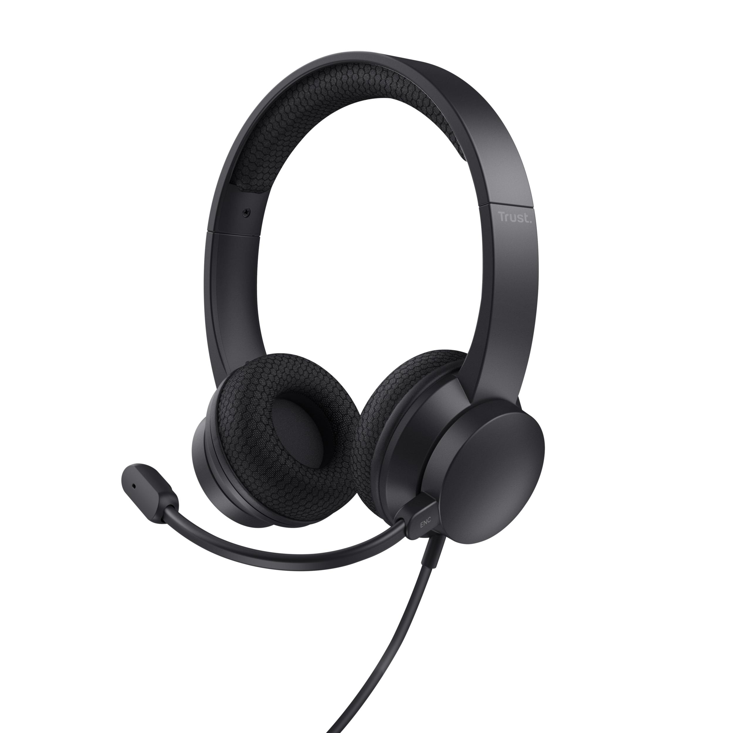 Trust hs-260 wired headphones neckband office/call center usb type a black