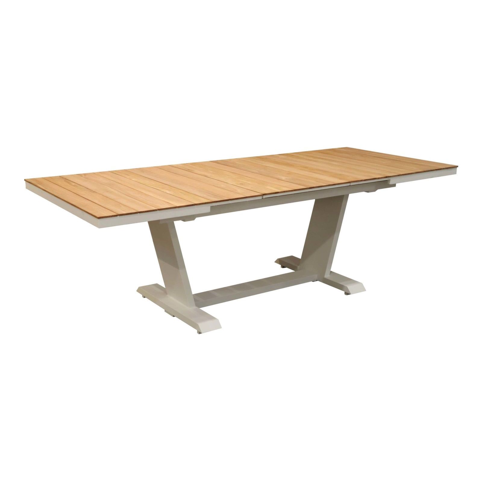 SINED Mesa extensible de jardín 180-240 cm en color blanco y teca con estructura de aluminio pintado ideal para 8-10 personas perfecta para terrazas y jardines modernos Modelo TAVOLO-GIARDINO-180